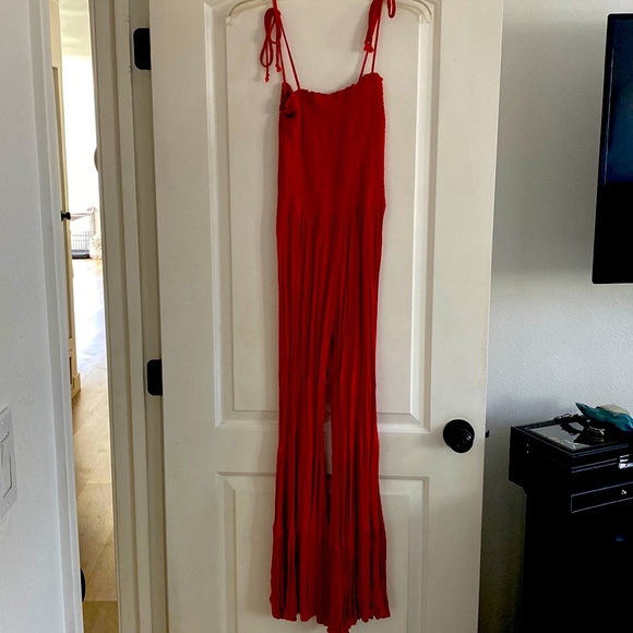 Storia Red Wide Leg Jumpsuit - Picture 1 of 4